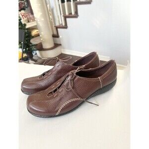 Clarks Bendables Pebbled Beals Brown Leather Oxfords Tennis Shoes Size 11
